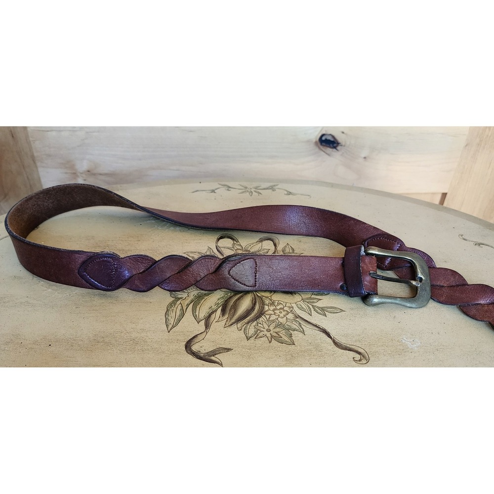 100%‎ Leather Brown Braided Waist Belt Boho Western 39.5" LARGE Cowgirl Bohemian